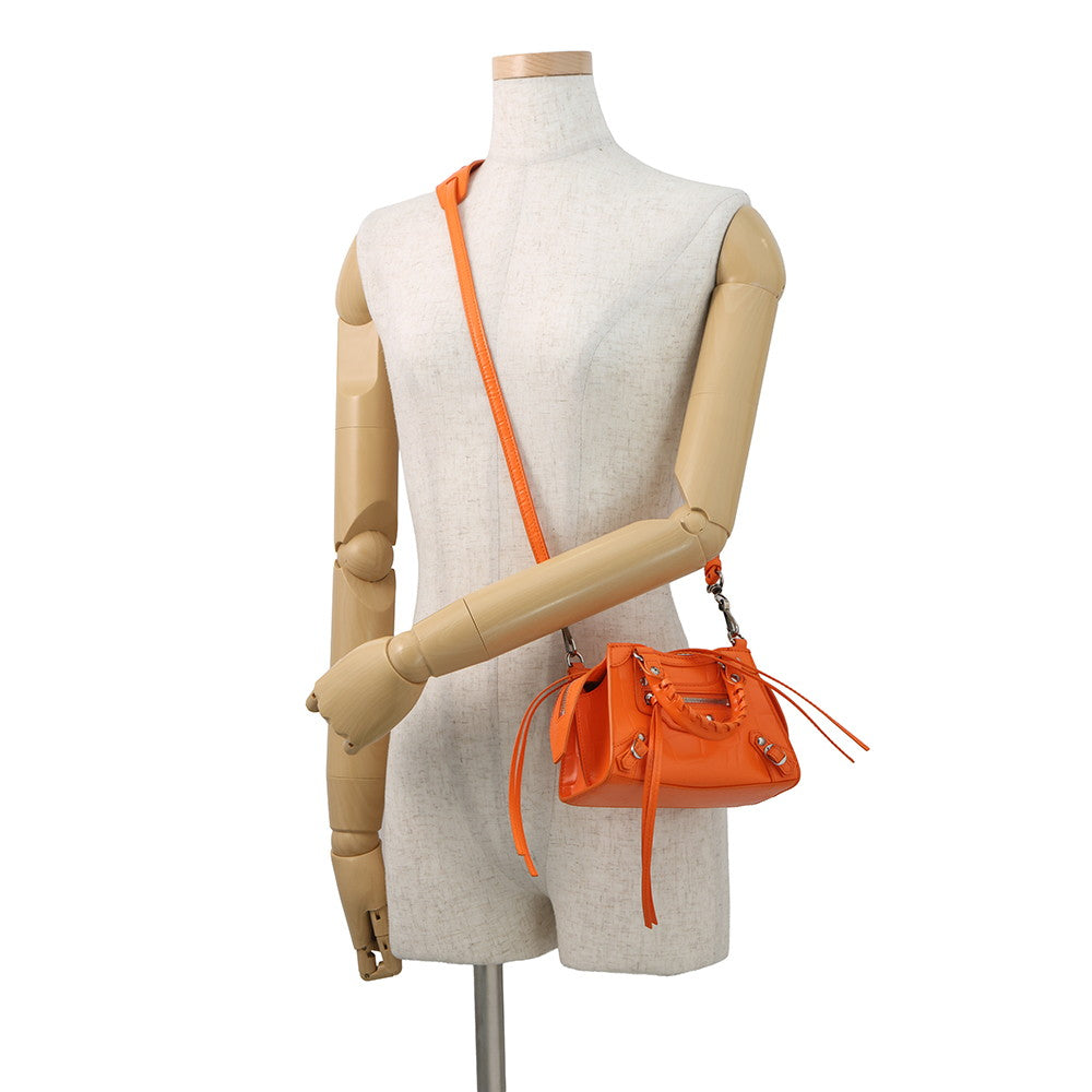 BALENCIAGA neoclassic city Orange638527 Croco embossed leather Size Nano