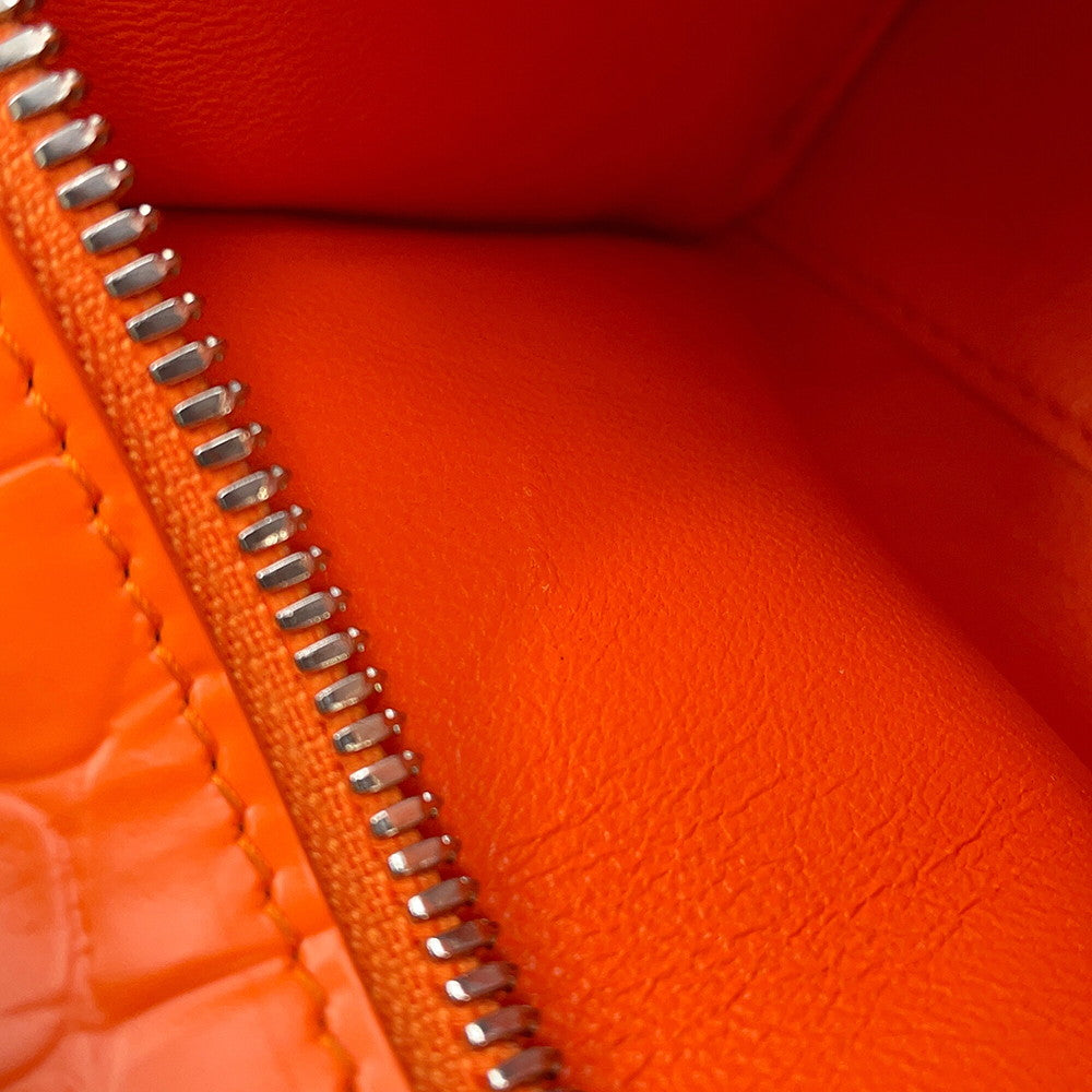 BALENCIAGA neoclassic city Orange638527 Croco embossed leather Size Nano