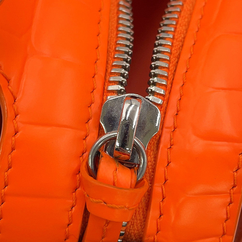 BALENCIAGA neoclassic city Orange638527 Croco embossed leather Size Nano