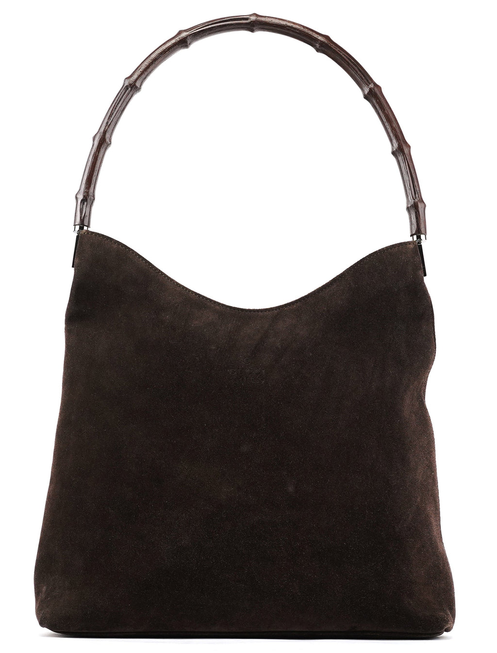 001 3244 Brown Suede Bamboo Shoulder Bag