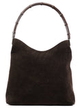 001 3244 Brown Suede Bamboo Shoulder Bag