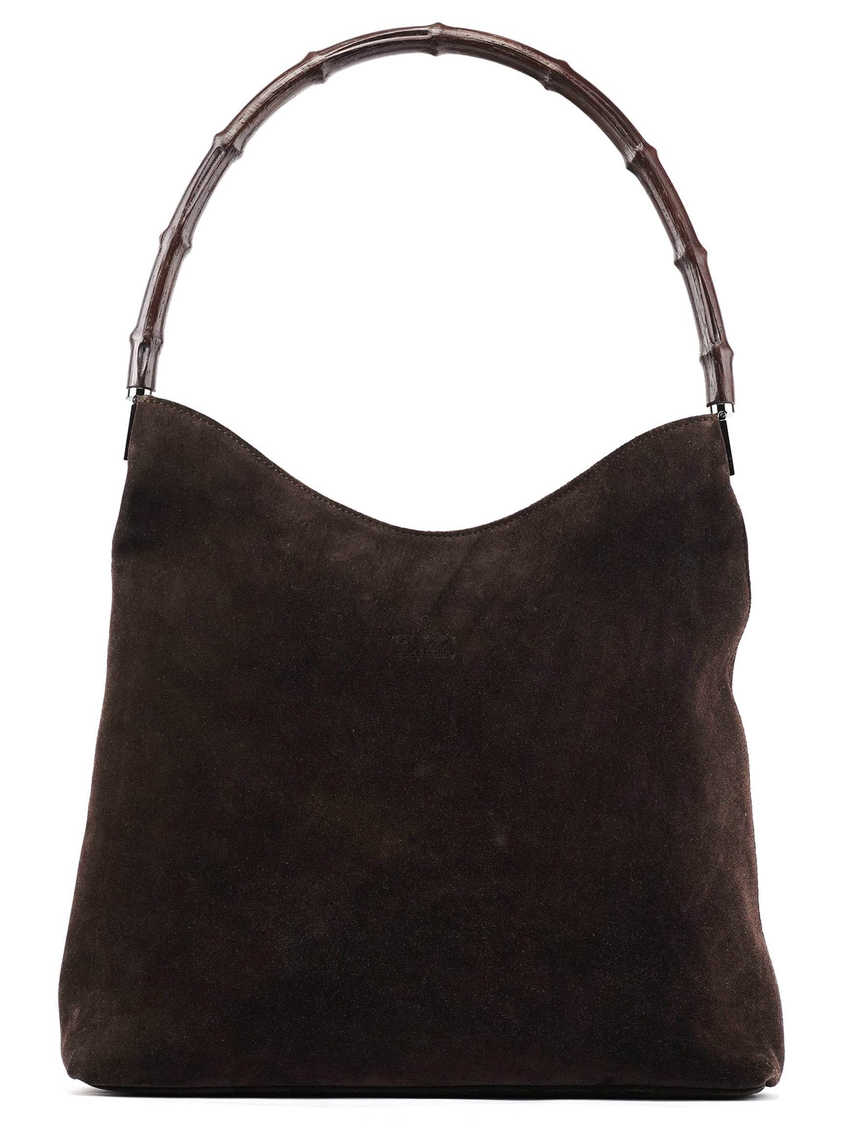 001 3244 Brown Suede Bamboo Shoulder Bag