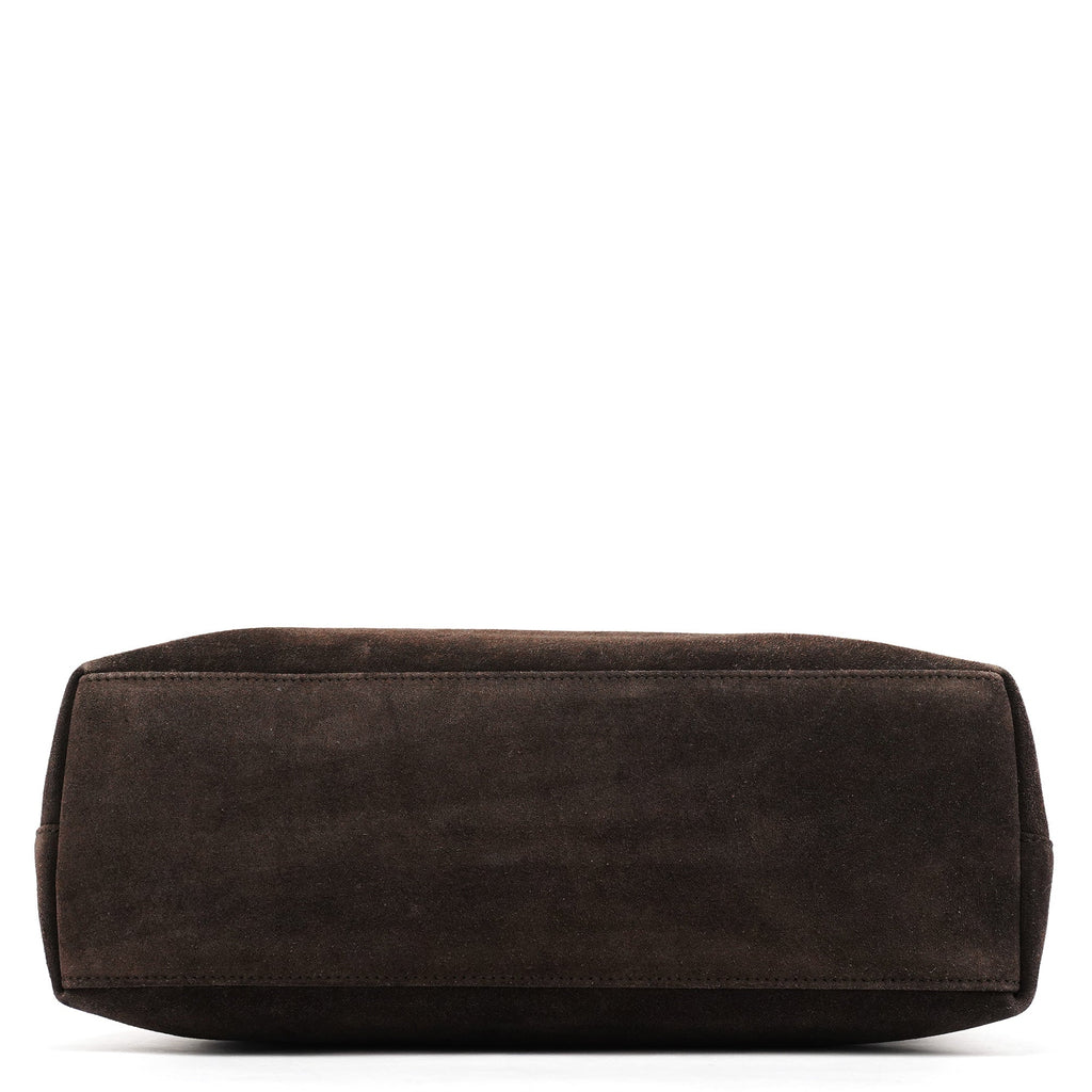 001 3244 Brown Suede Bamboo Shoulder Bag