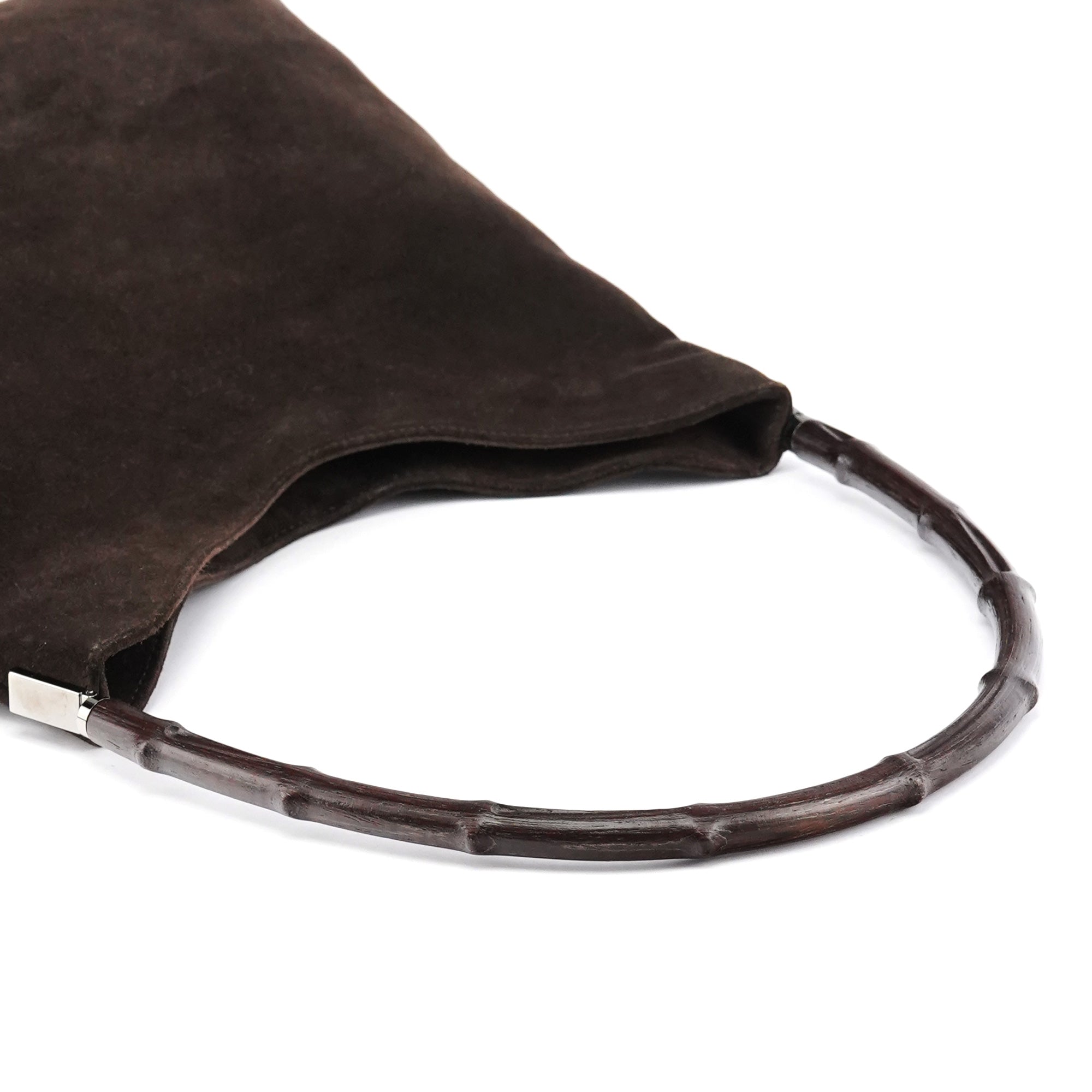 001 3244 Brown Suede Bamboo Shoulder Bag