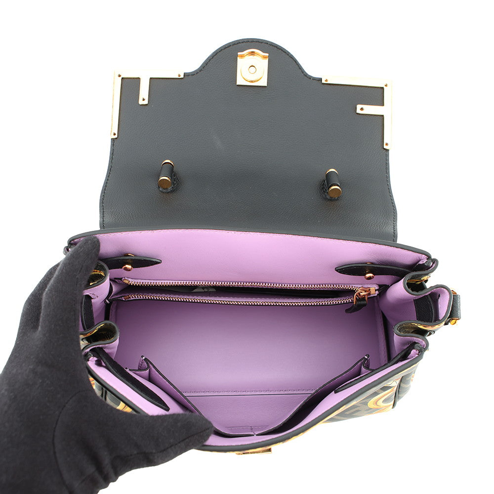 FENDI Fendace La Medusa Shoulder Bag Black/Yellow/BrownDBFI039_1A03697_5B02V PVC Leather Size Medium