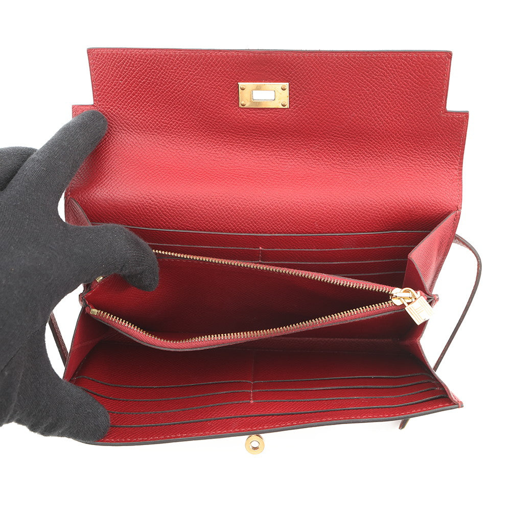 HERMES Kelly wallet long Rouge Grenat Epsom