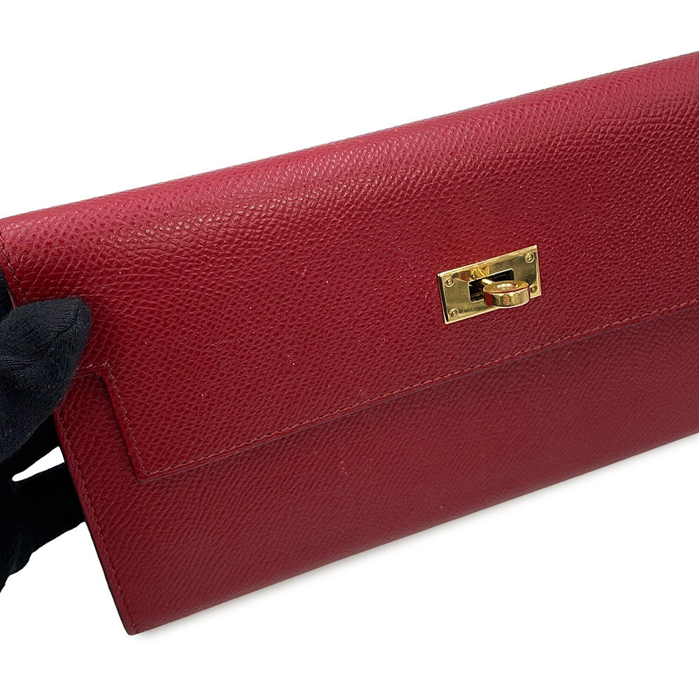 HERMES Kelly wallet long Rouge Grenat Epsom