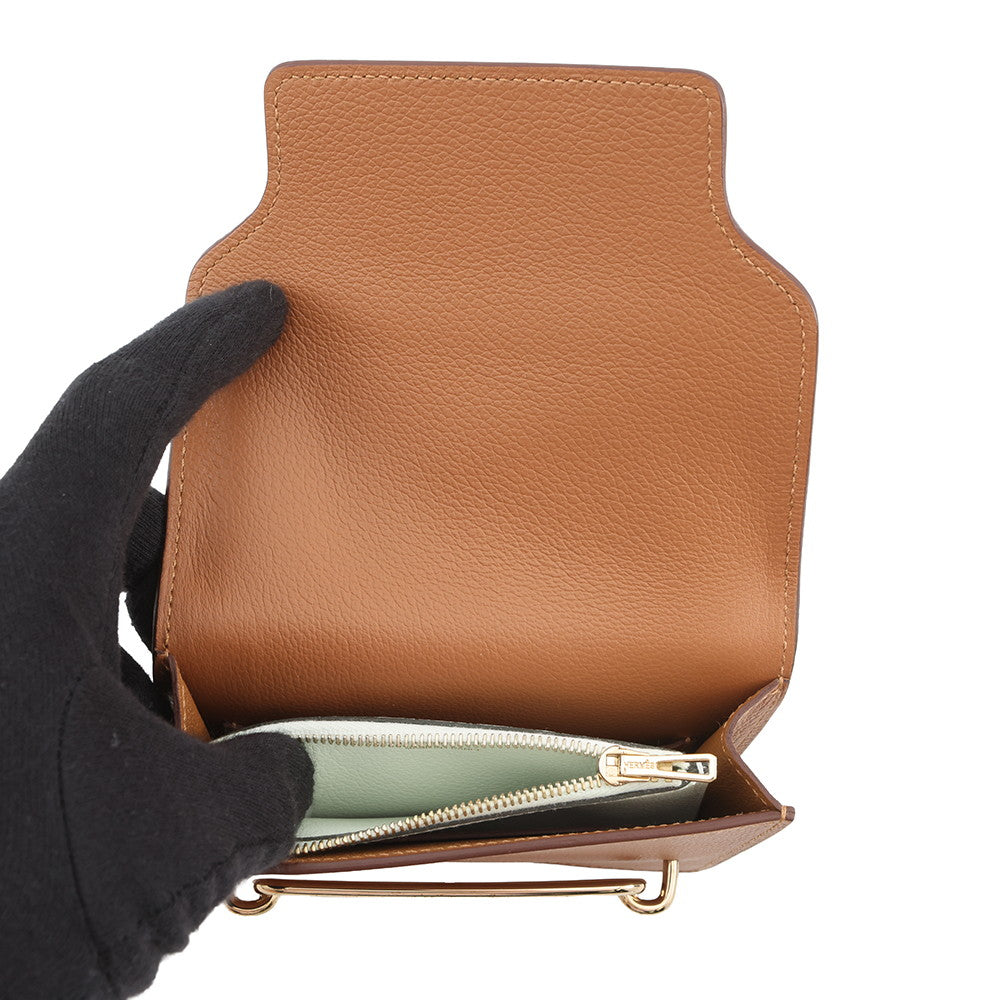 HERMES Roulis Slim Wallet Gold/Vert fizz Evercolor