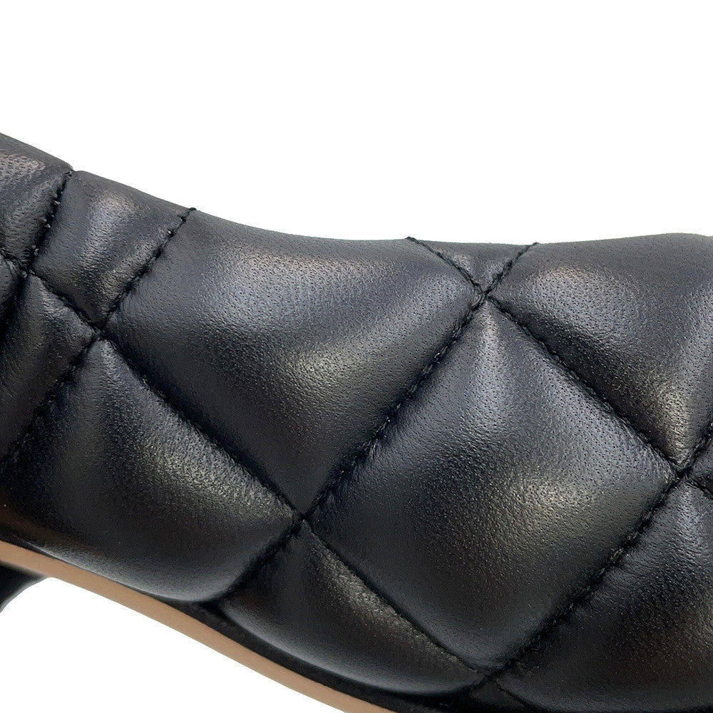 Bottega Veneta Padded INTRECCIATO Square Toe Heel Pumps Black592013VBRR01000 Nappa Leather Size 34 1/2