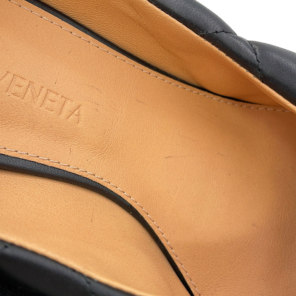 Bottega Veneta Padded INTRECCIATO Square Toe Heel Pumps Black592013VBRR01000 Nappa Leather Size 34 1/2