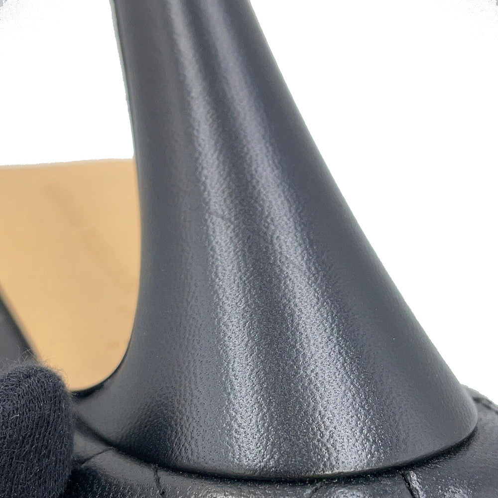 Bottega Veneta Padded INTRECCIATO Square Toe Heel Pumps Black592013VBRR01000 Nappa Leather Size 34 1/2