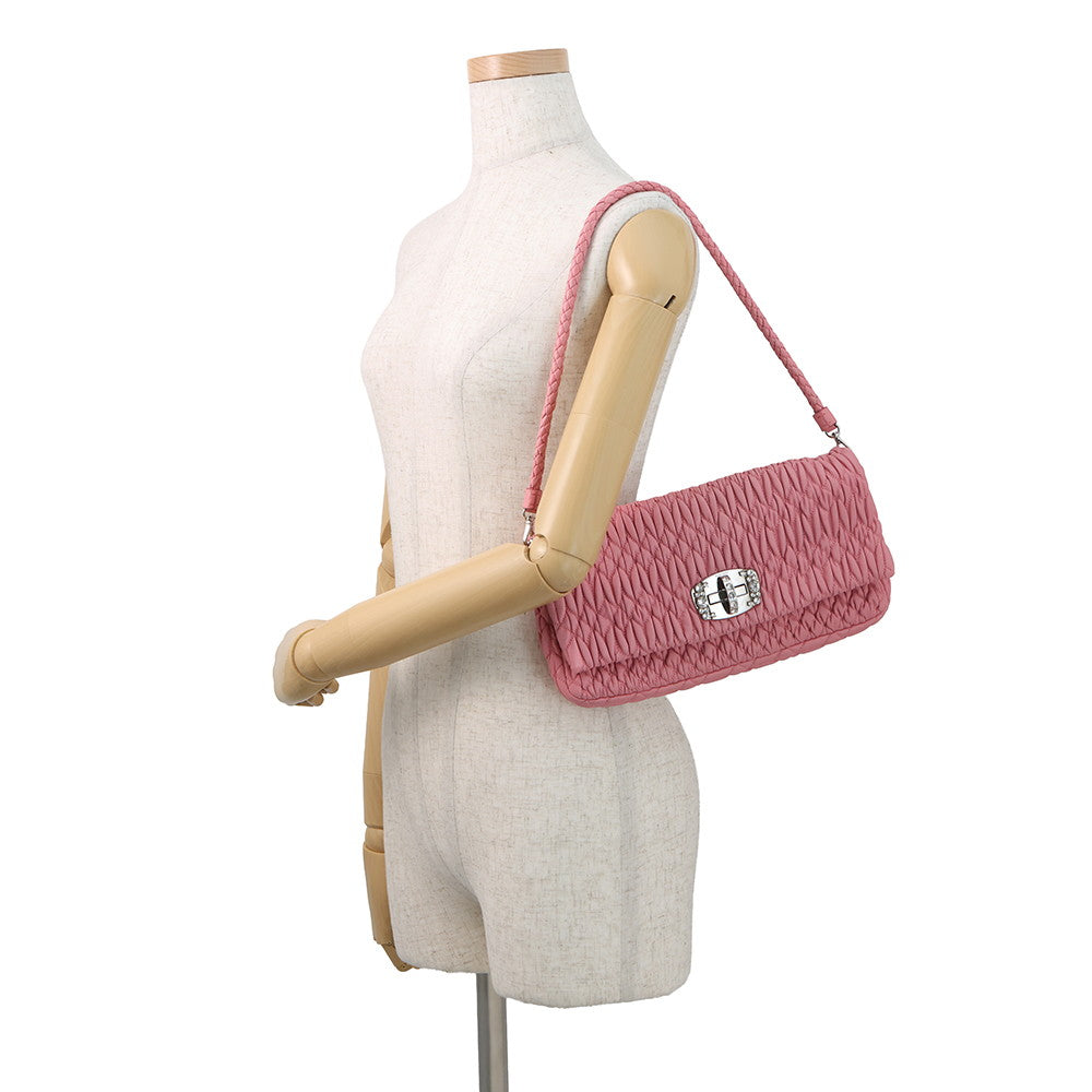 MIUMIU Nappa Crystal Shoulder Bag PinkRP0233 Leather