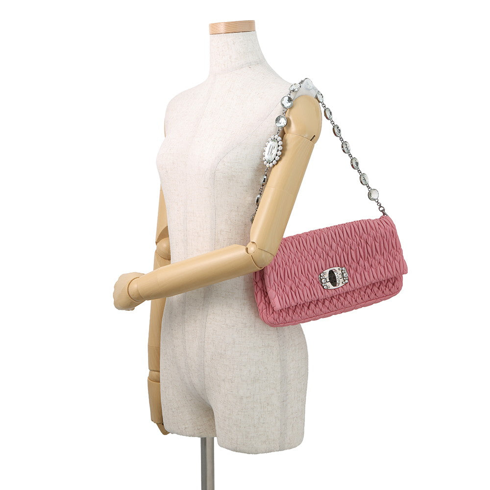 MIUMIU Nappa Crystal Shoulder Bag PinkRP0233 Leather