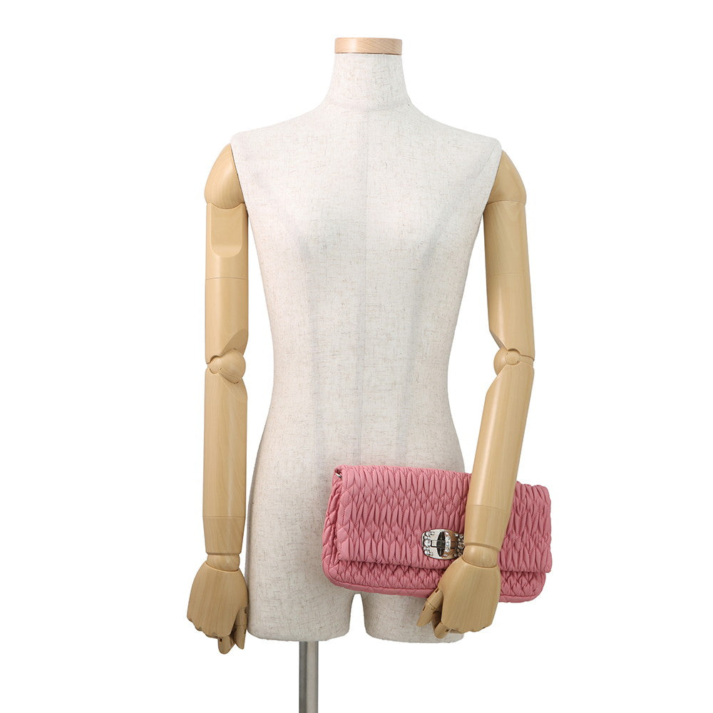 MIUMIU Nappa Crystal Shoulder Bag PinkRP0233 Leather