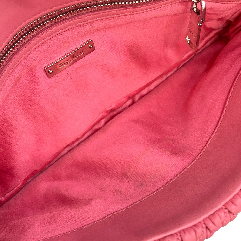 MIUMIU Nappa Crystal Shoulder Bag PinkRP0233 Leather