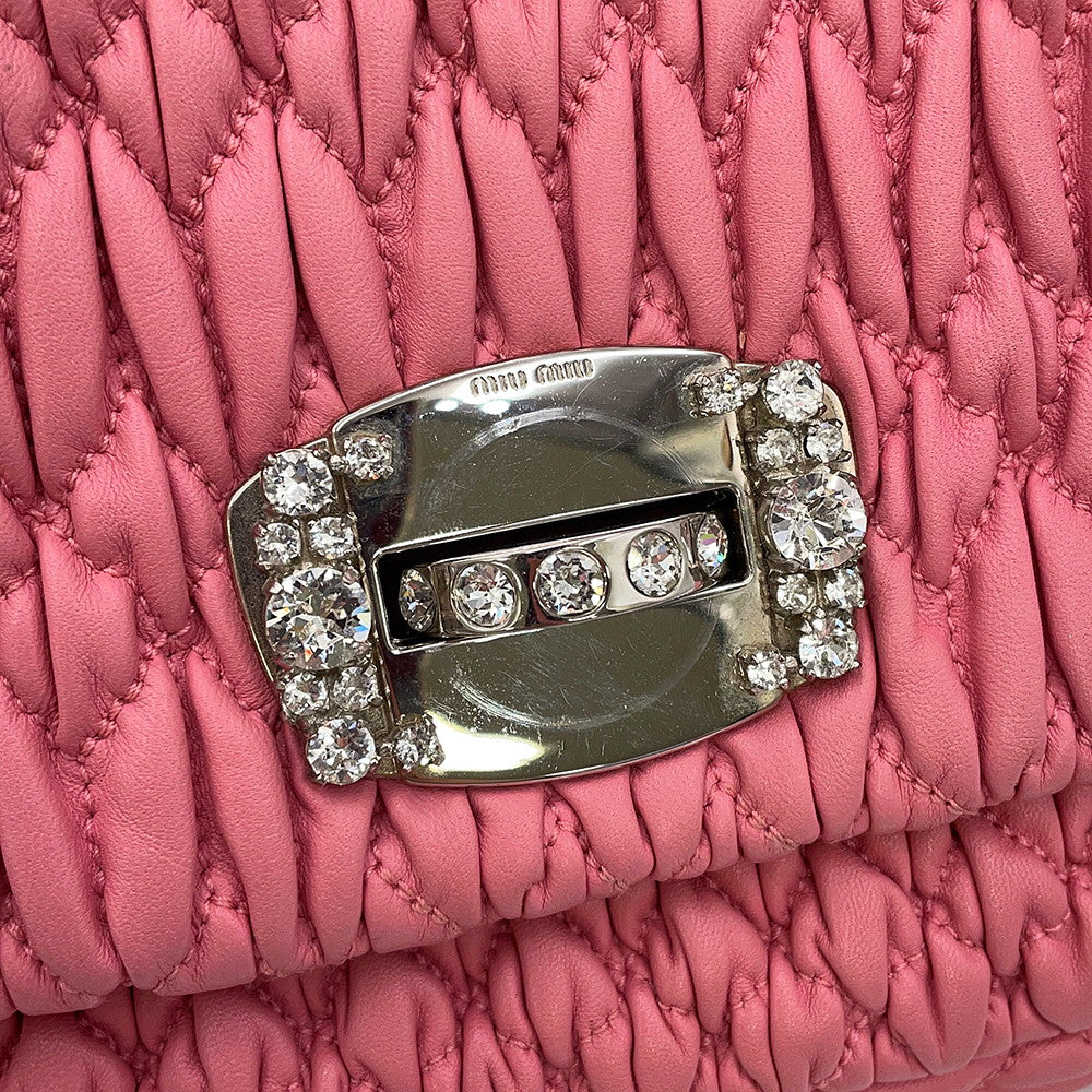 MIUMIU Nappa Crystal Shoulder Bag PinkRP0233 Leather