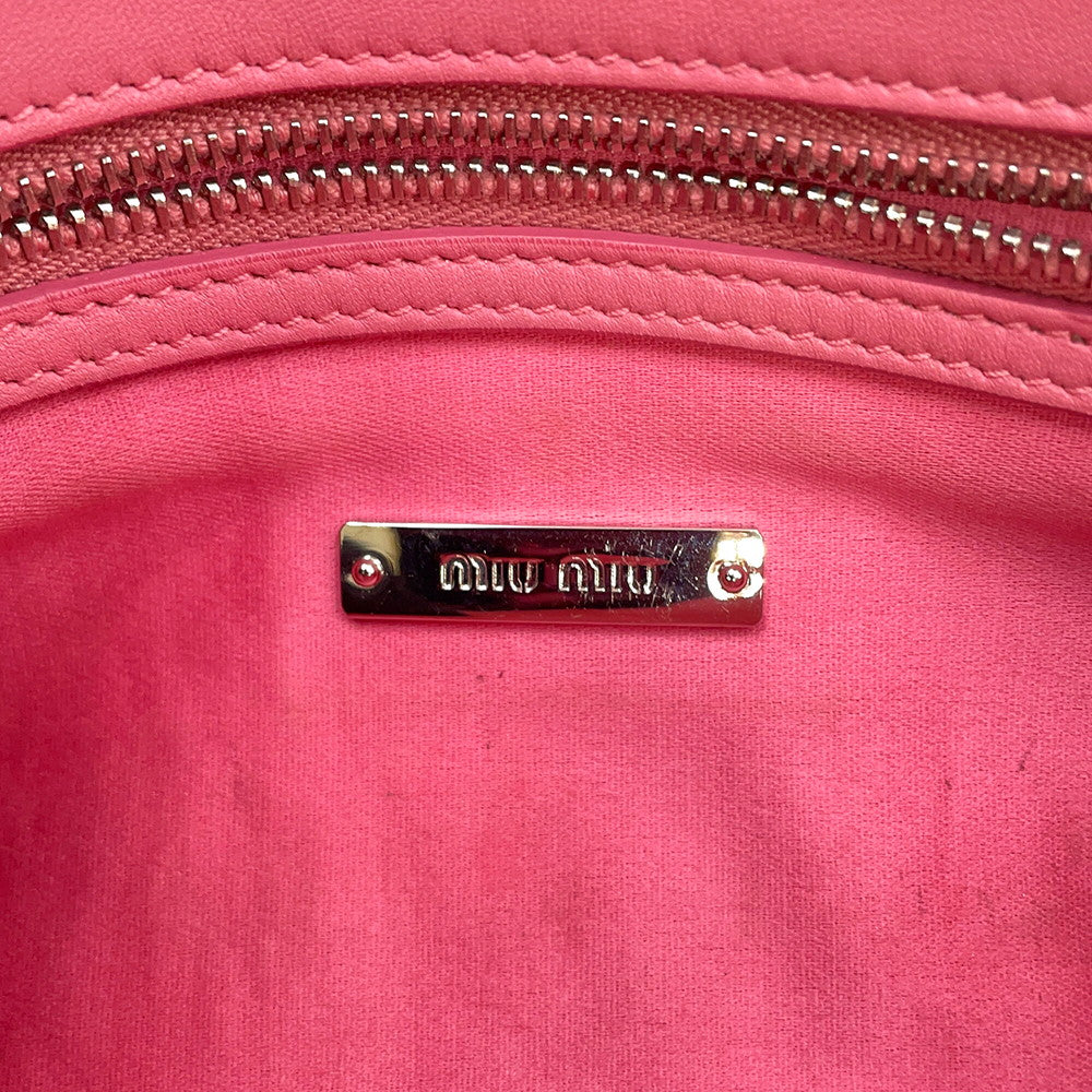 MIUMIU Nappa Crystal Shoulder Bag PinkRP0233 Leather