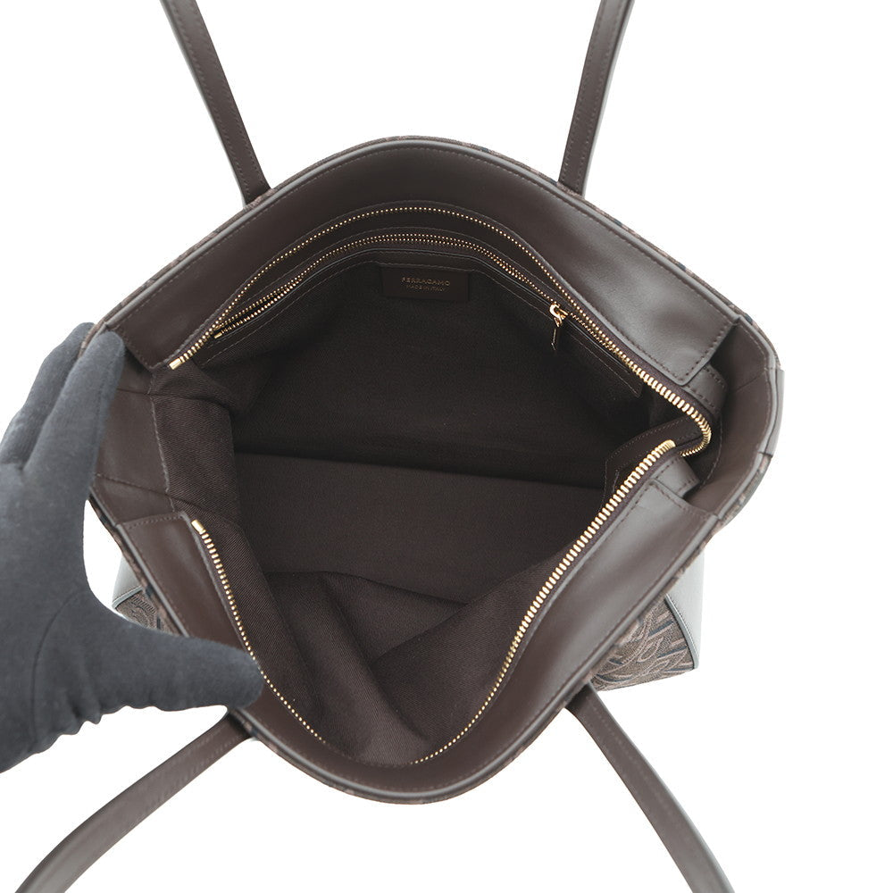 Ferragamo Star Tote Bag Brown219934 779547 Canvas Leather