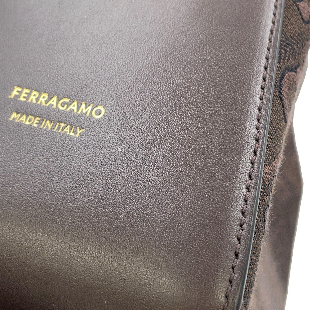 Ferragamo Star Tote Bag Brown219934 779547 Canvas Leather
