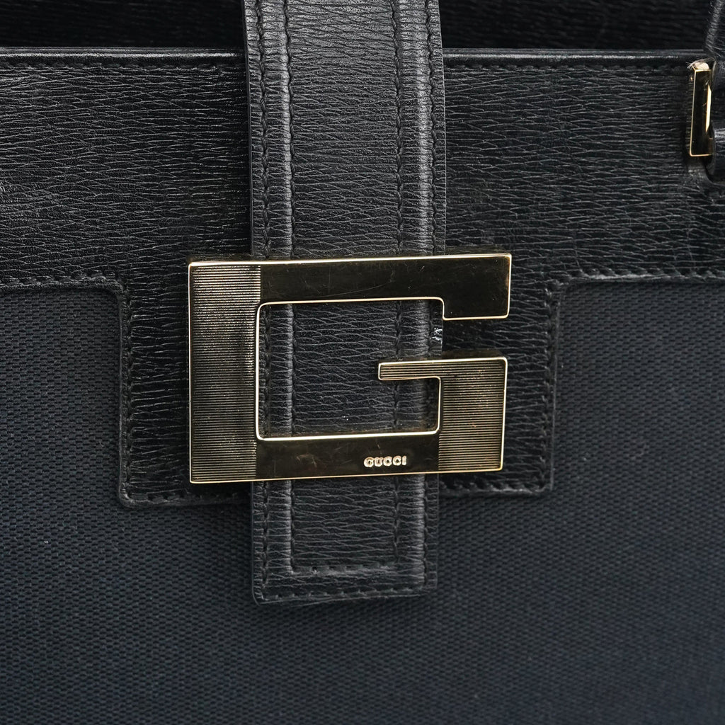 002 1109 Navy Canvas Square G Tote Bag