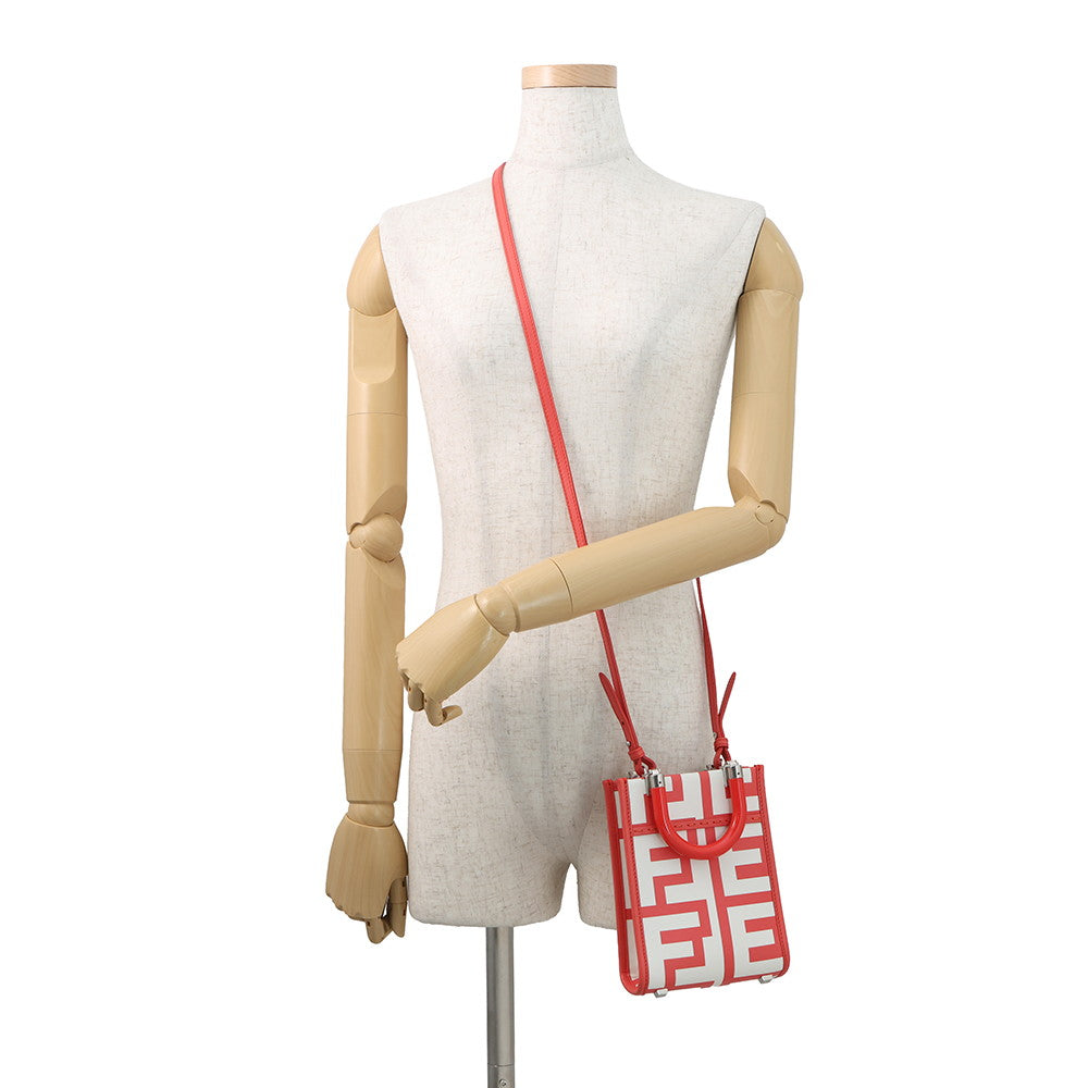 FENDI Marc Jacobs x Sunshine 2-way Tote Bag Red/White8BS051 AMWK Leather Size Mini
