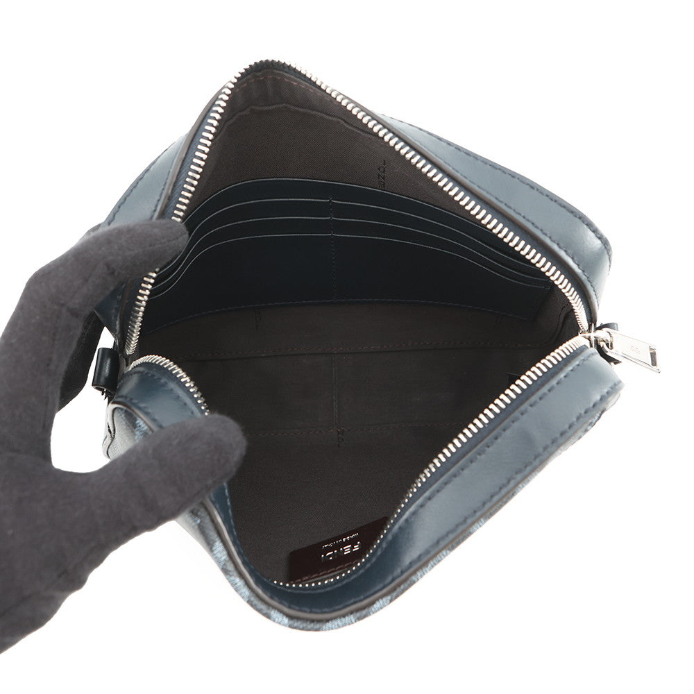 FENDI Diagonal Camera Case Navy7M0286 ASIC PVC Leather