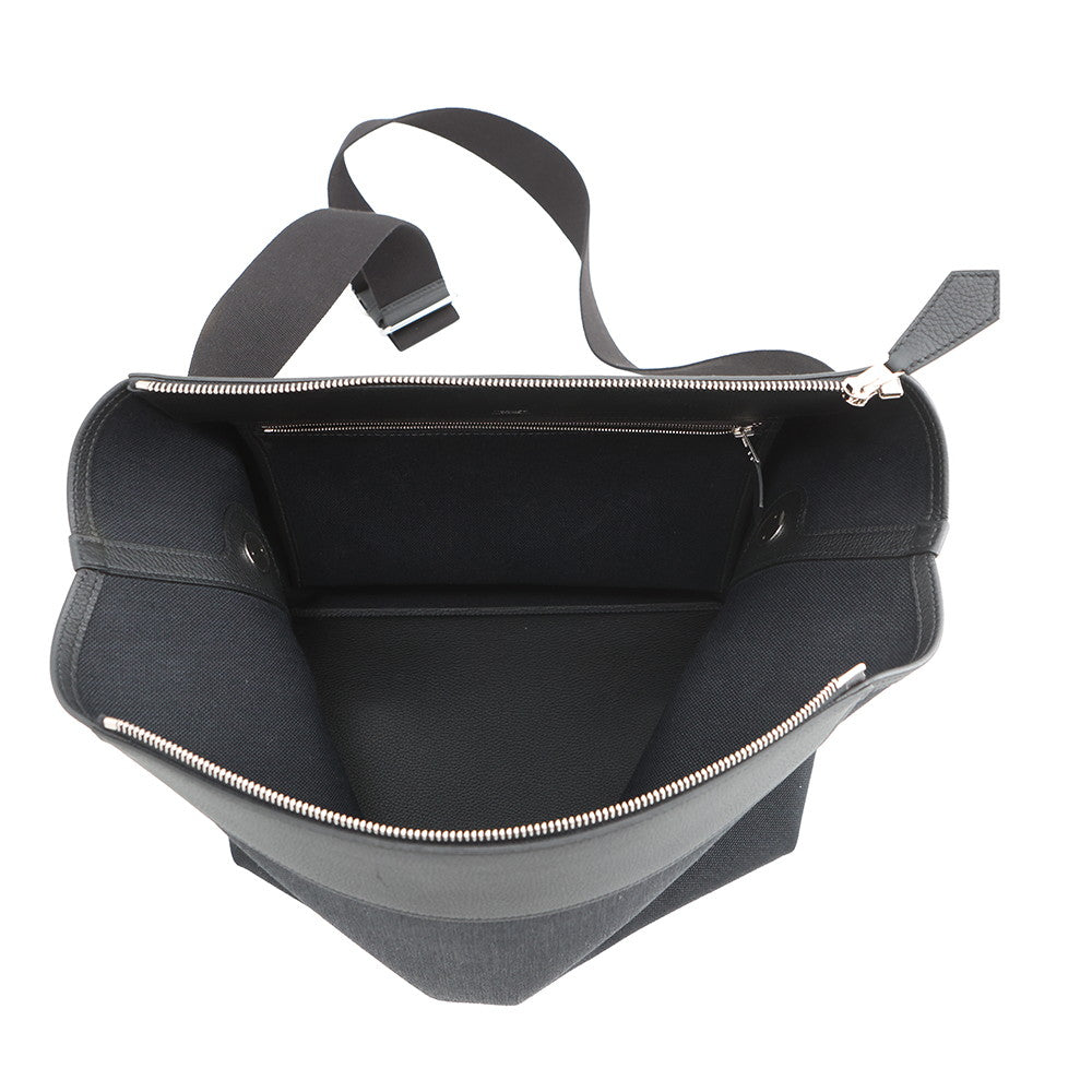HERMES R.M.S 12H Shoulder Bag Black Toile H Taurillon・Legato