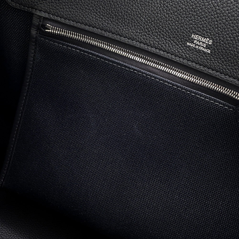 HERMES R.M.S 12H Shoulder Bag Black Toile H Taurillon・Legato