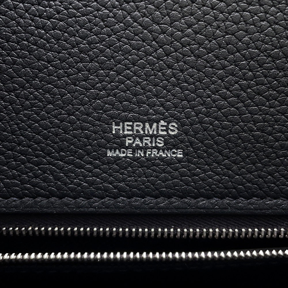 HERMES R.M.S 12H Shoulder Bag Black Toile H Taurillon・Legato