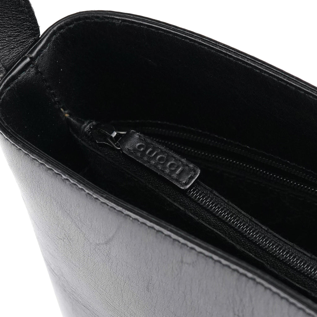 001 4286 Black Calfskin Bucket Shoulder Bag