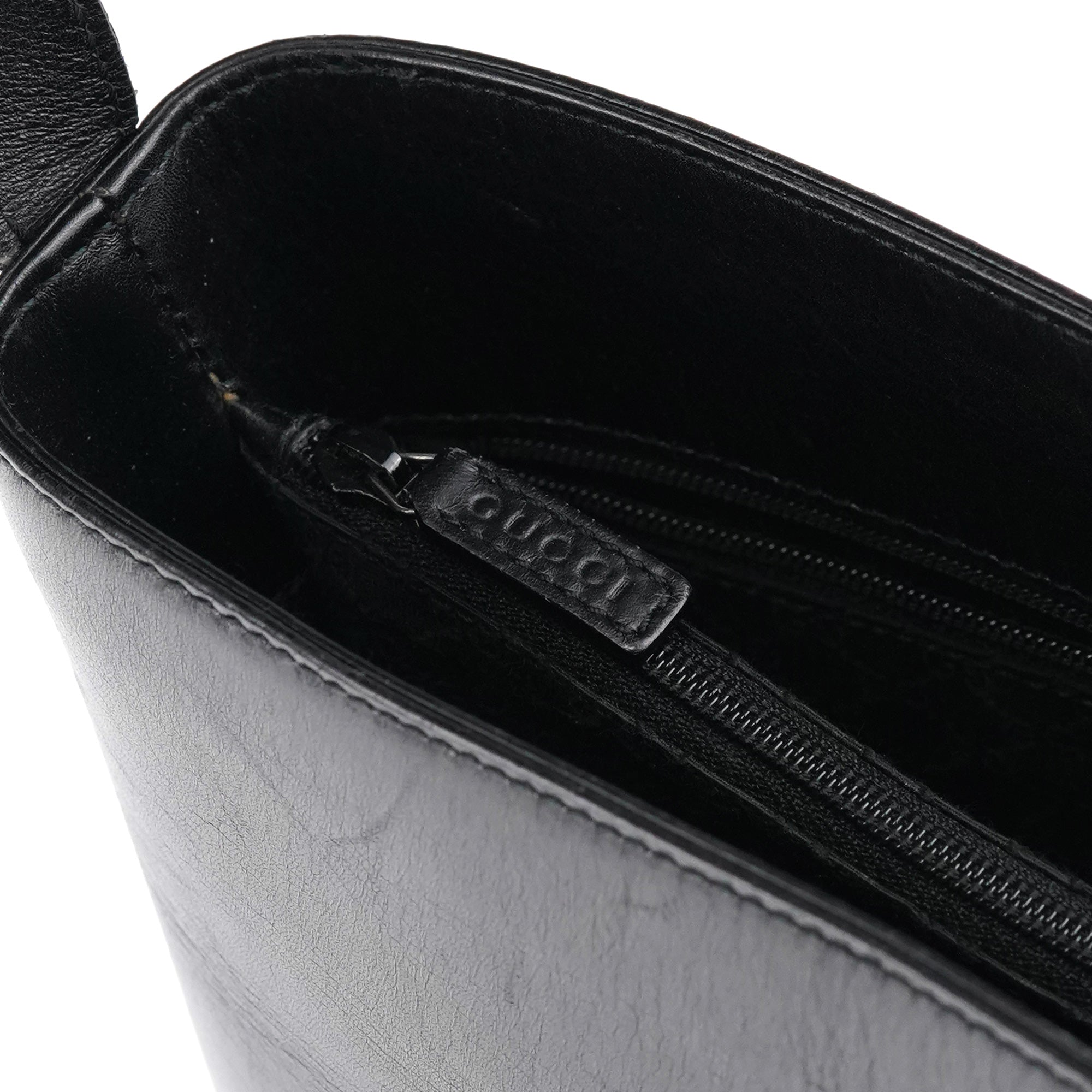 001 4286 Black Calfskin Bucket Shoulder Bag