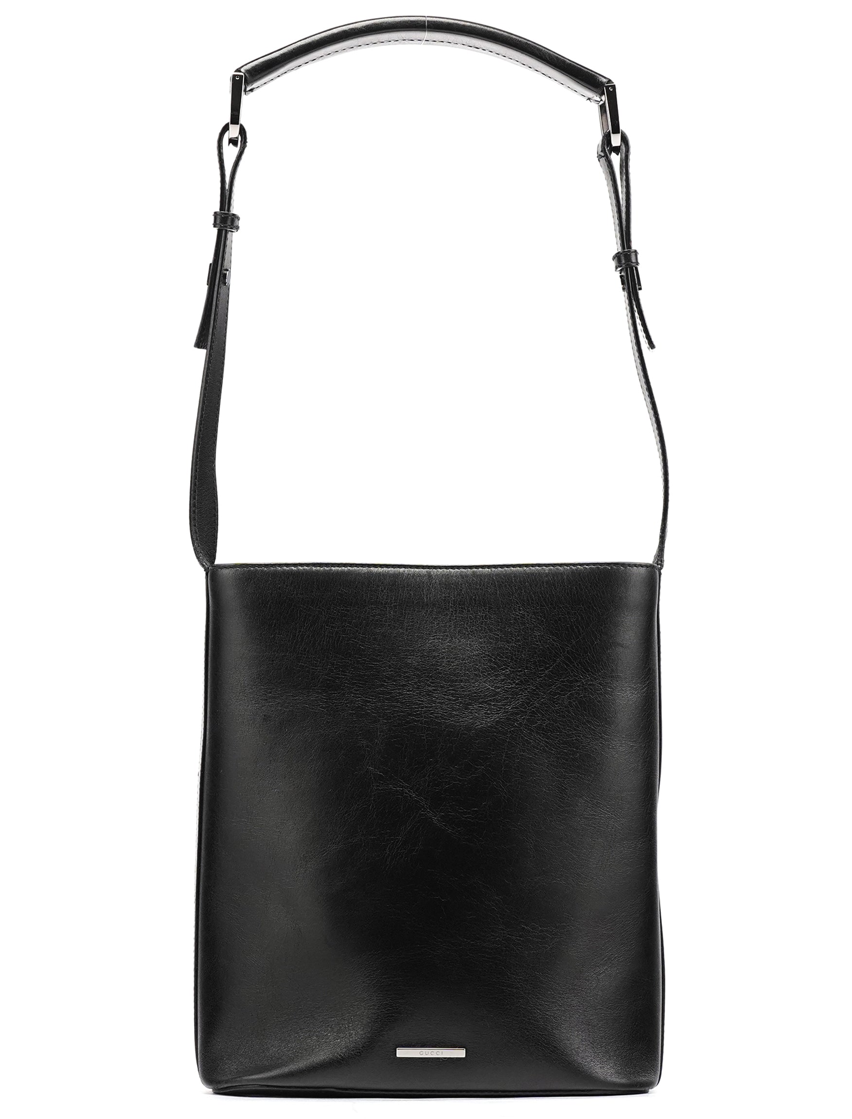 001 4286 Black Calfskin Bucket Shoulder Bag