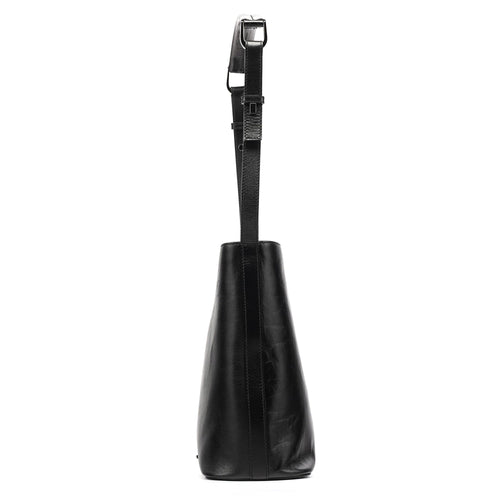 001 4286 Black Calfskin Bucket Shoulder Bag