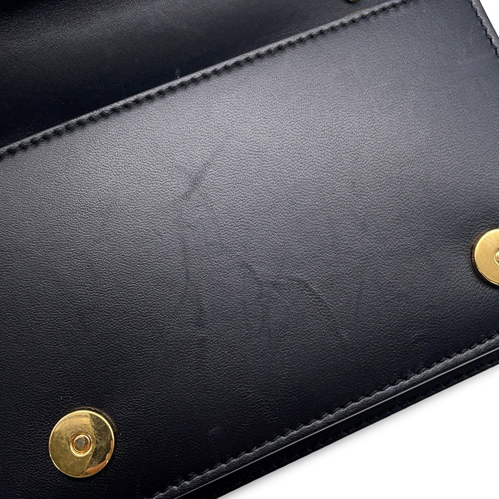 Heart Quilted Shoulder Bag Black Leather