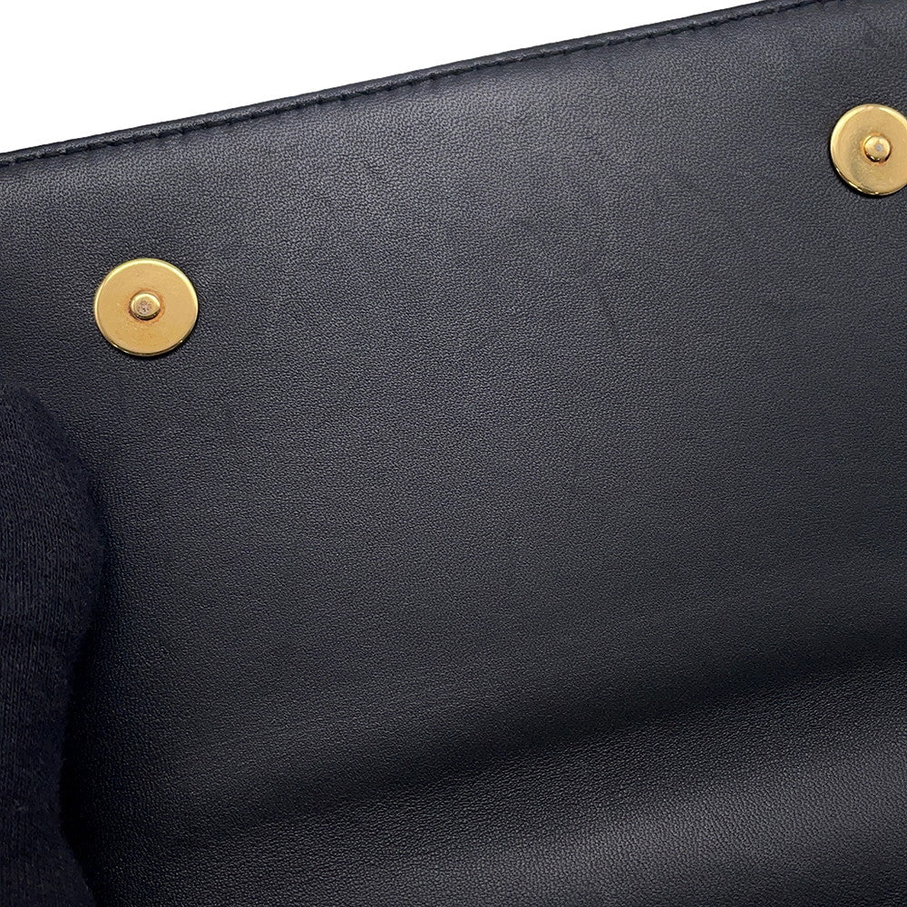 Heart Quilted Shoulder Bag Black Leather