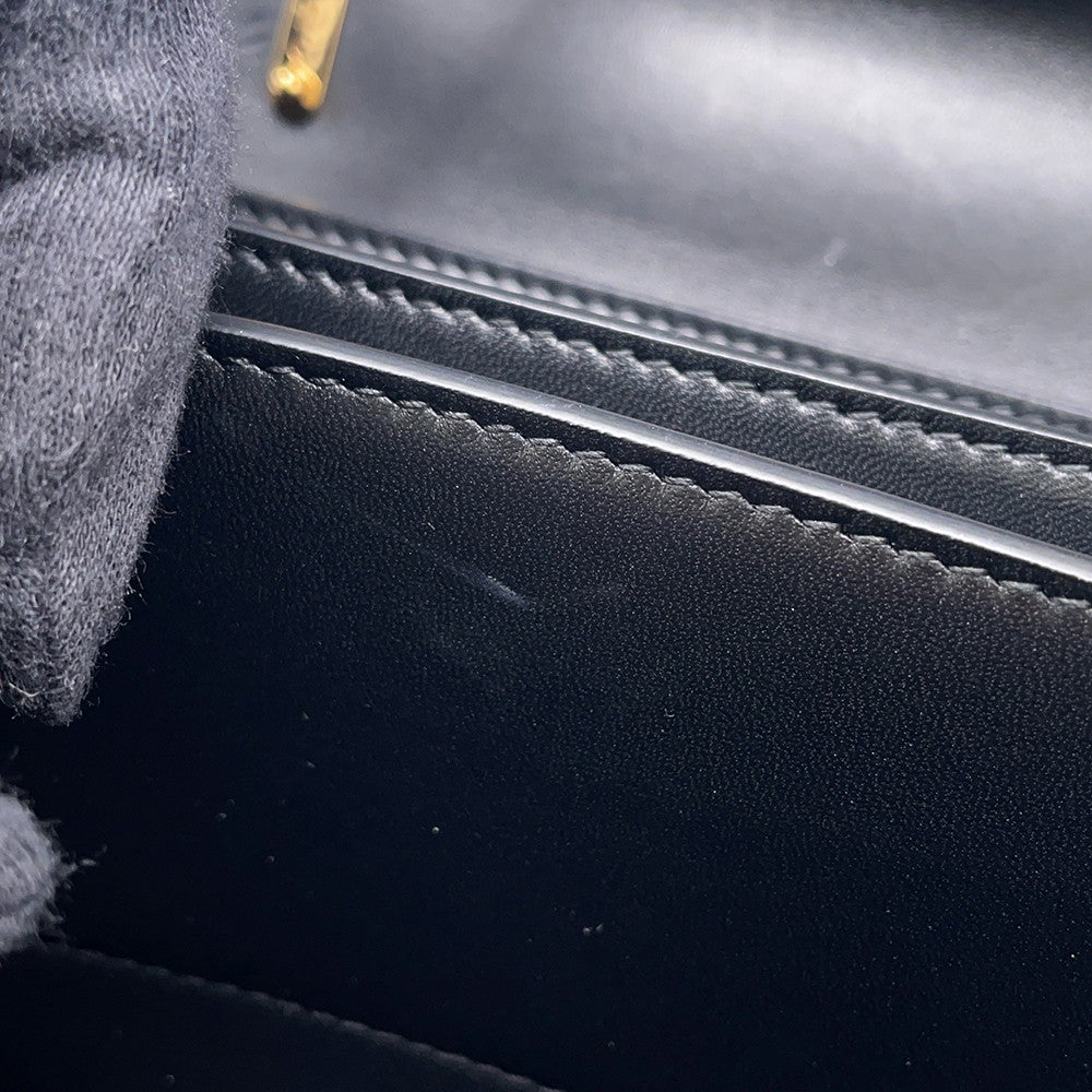 Heart Quilted Shoulder Bag Black Leather