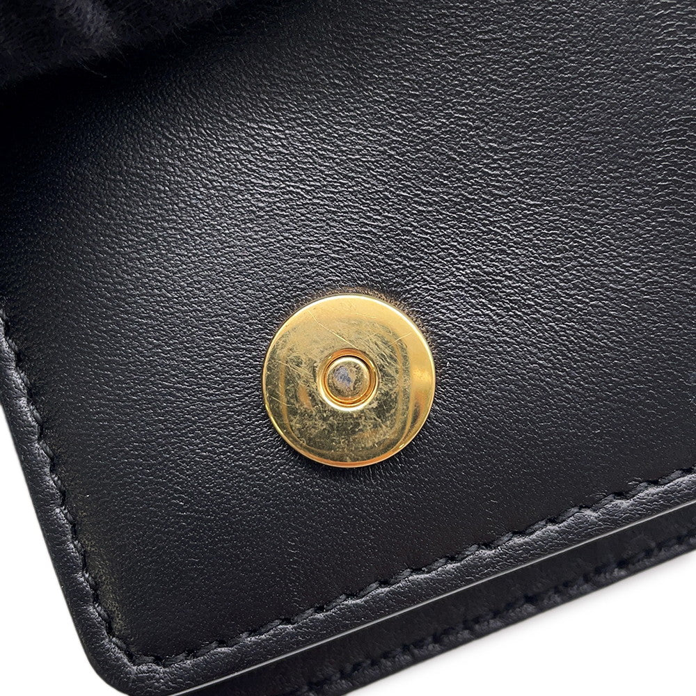 Heart Quilted Shoulder Bag Black Leather