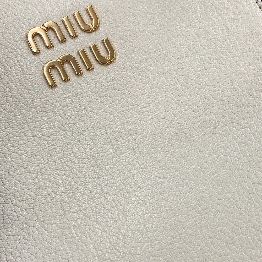 MIUMIU Madras Square Tote 2-Way Bag White5BA231_2AJB_F0009 Leather