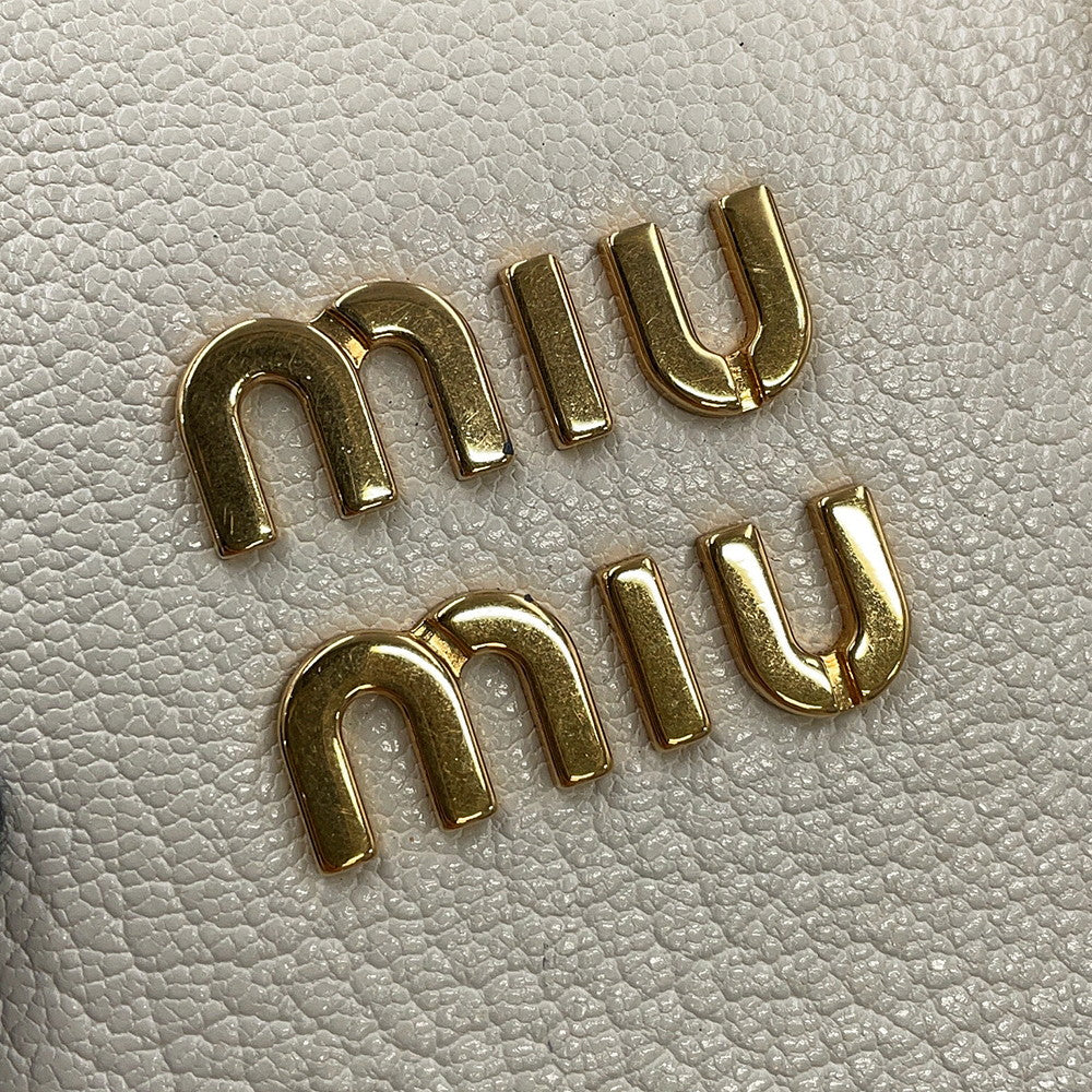 MIUMIU Madras Square Tote 2-Way Bag White5BA231_2AJB_F0009 Leather