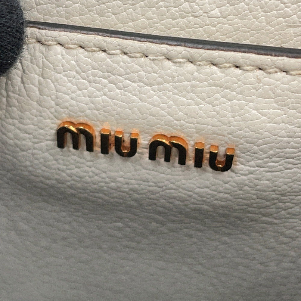 MIUMIU Madras Square Tote 2-Way Bag White5BA231_2AJB_F0009 Leather