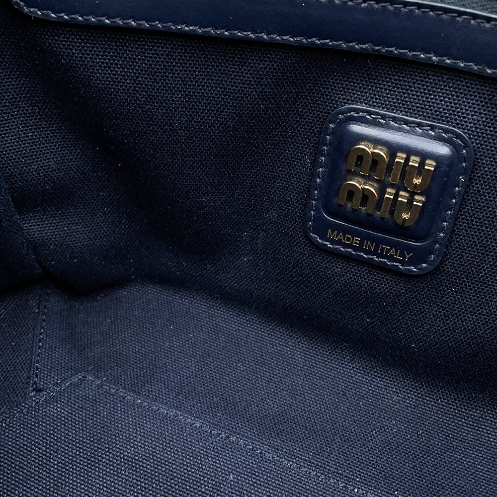 MIUMIU Ivy Corduroy Handbag Navy5BA284_2F81_F0124_V_OON Corduroy Leather Size Small