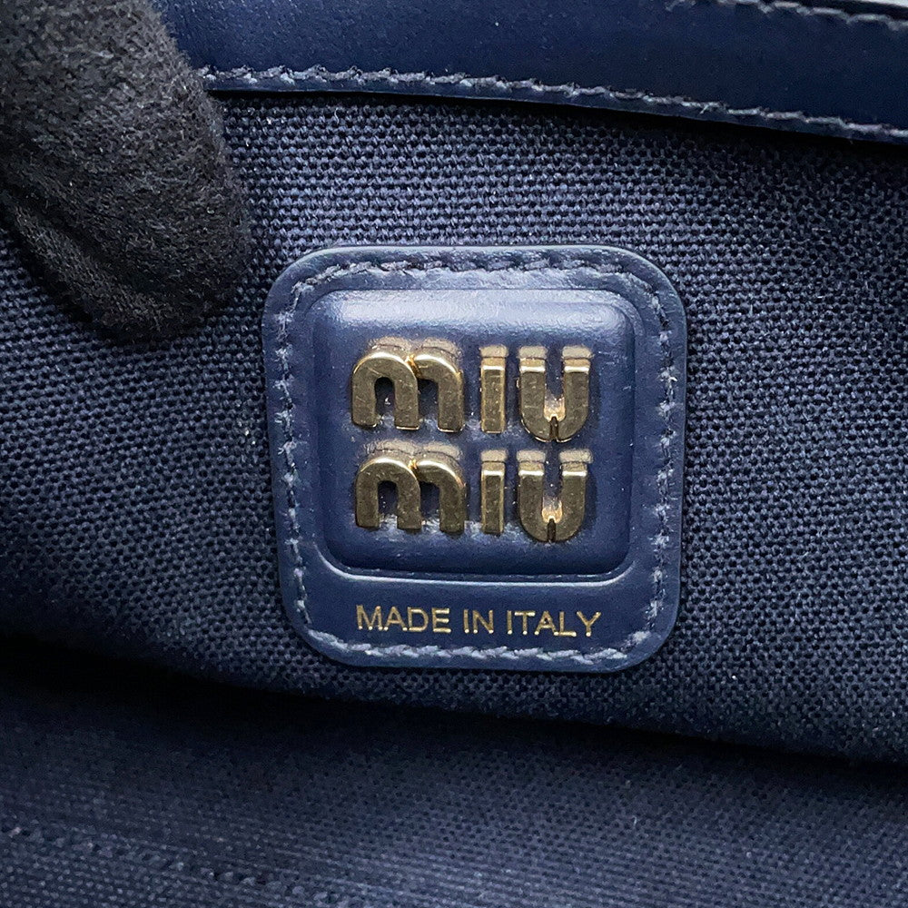MIUMIU Ivy Corduroy Handbag Navy5BA284_2F81_F0124_V_OON Corduroy Leather Size Small