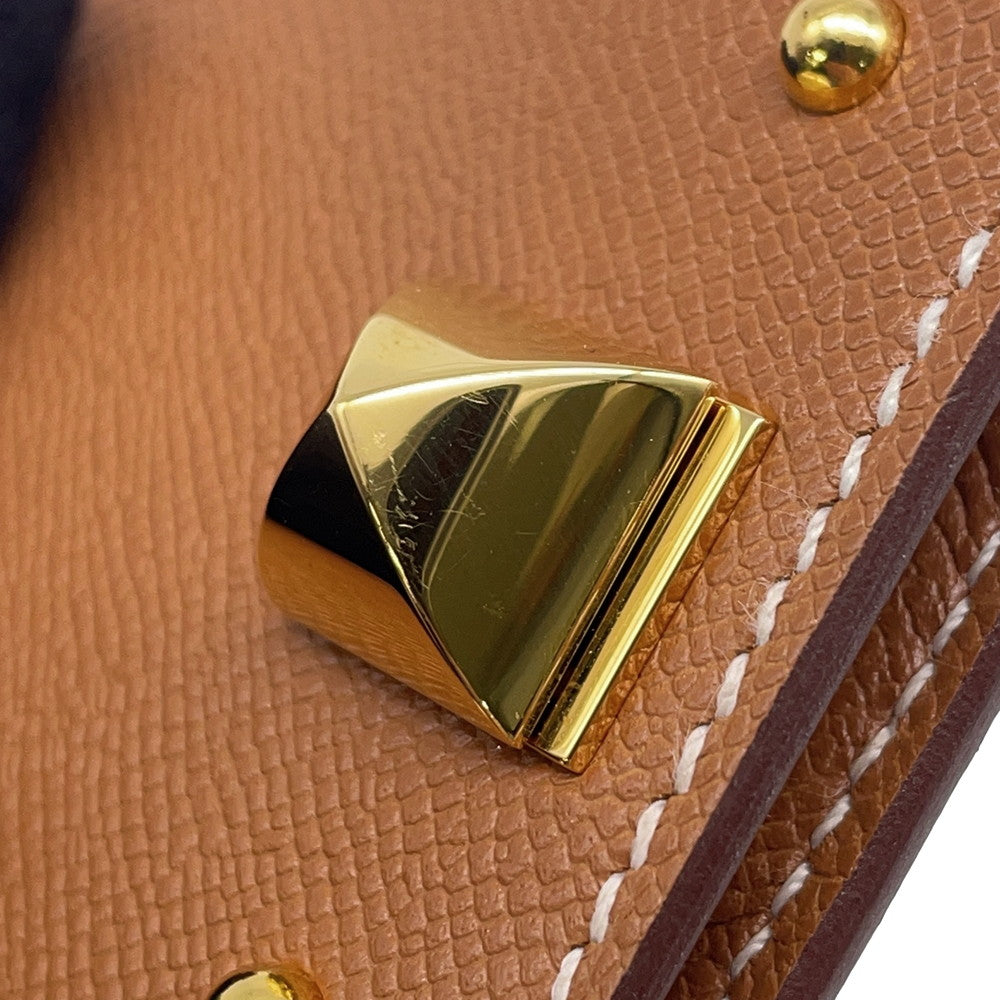 HERMES Medall Card Case Gold Veau Madame