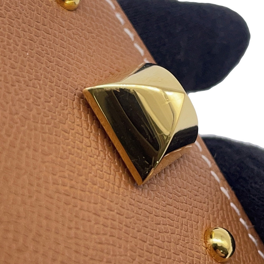 HERMES Medall Card Case Gold Veau Madame