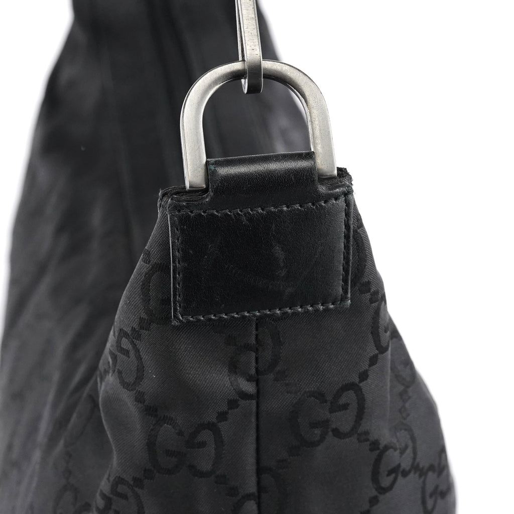 000 0833 Black GG Nylon Bamboo Shoulder Bag