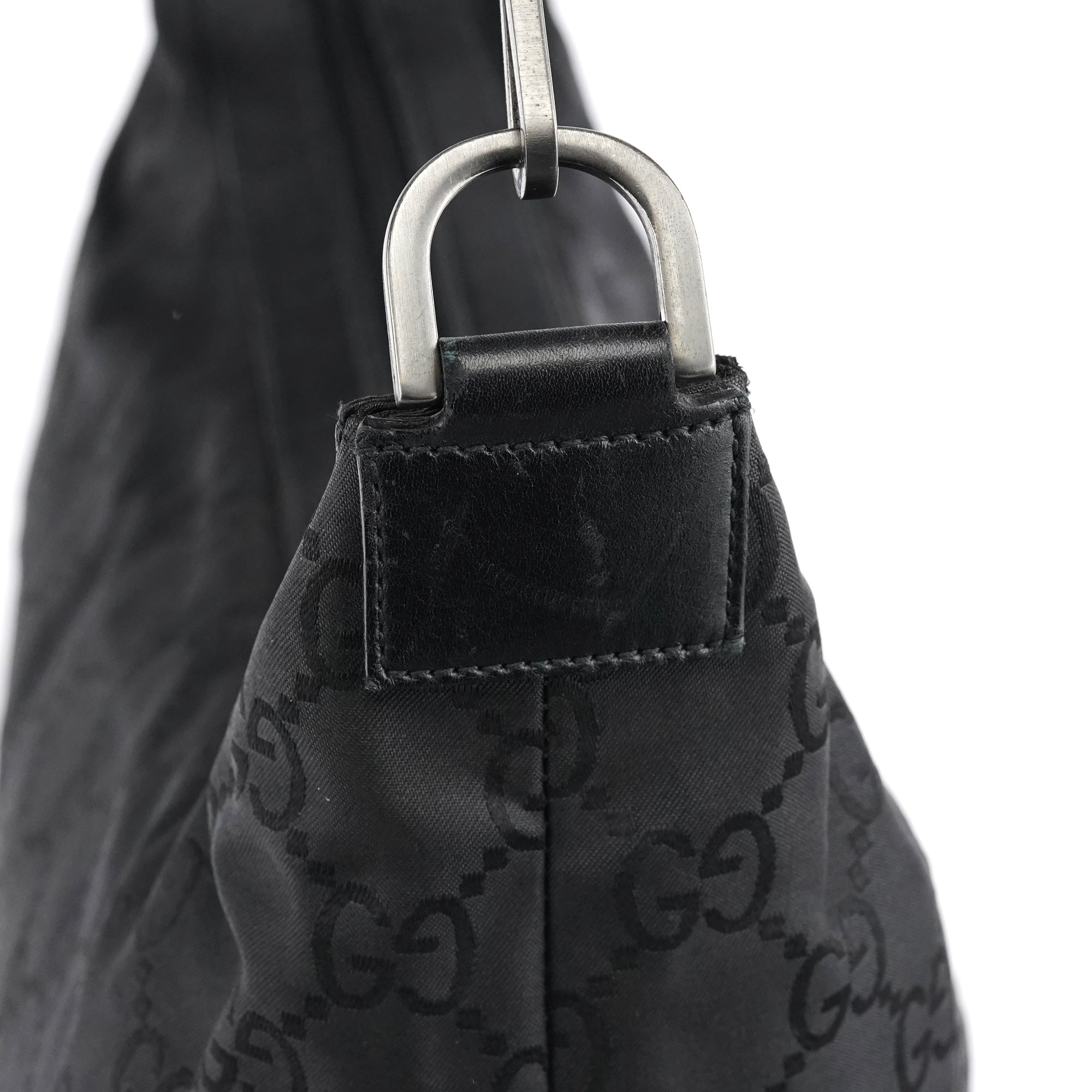 000 0833 Black GG Nylon Bamboo Shoulder Bag