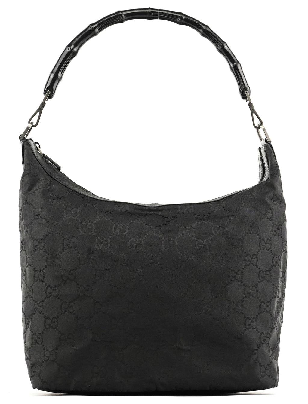 000 0833 Black GG Nylon Bamboo Shoulder Bag