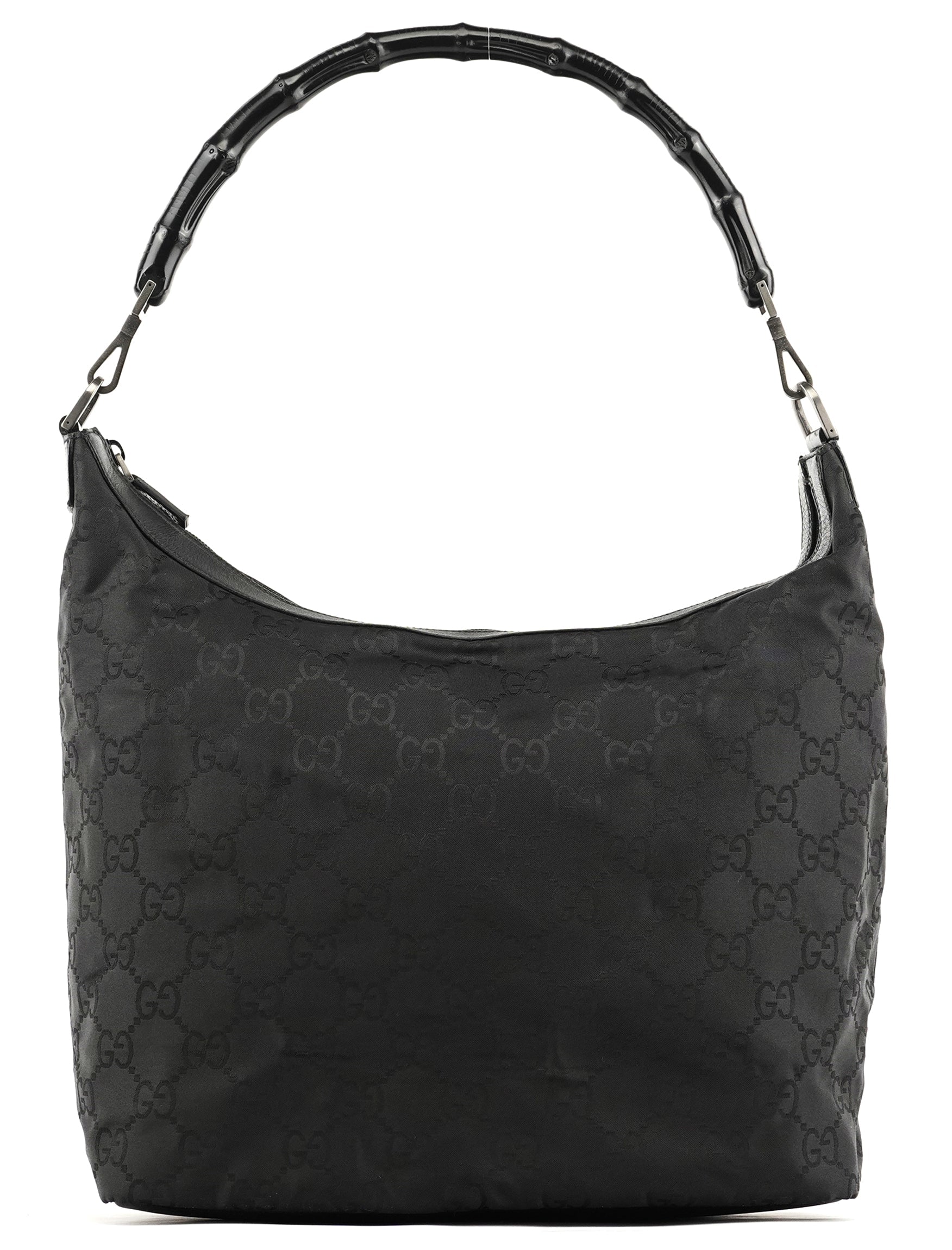 000 0833 Black GG Nylon Bamboo Shoulder Bag