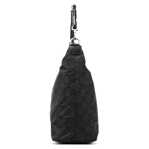 000 0833 Black GG Nylon Bamboo Shoulder Bag