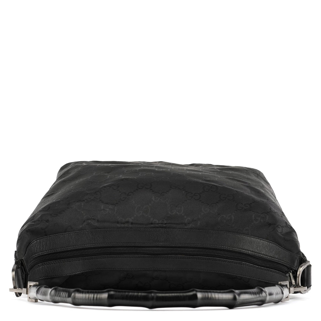 000 0833 Black GG Nylon Bamboo Shoulder Bag